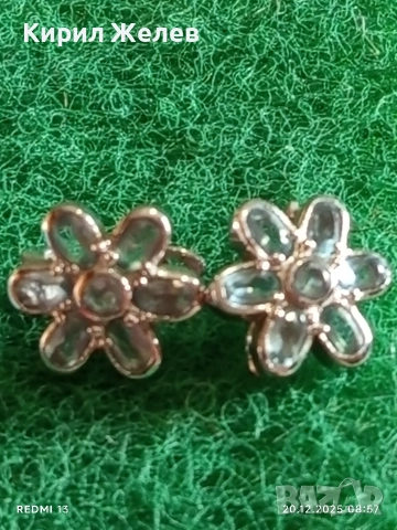 Дамски сребърни обеци във формата на цвете разкошни с сини полускъпоценни камъни 73781, снимка 2 - Обеци - 52854422