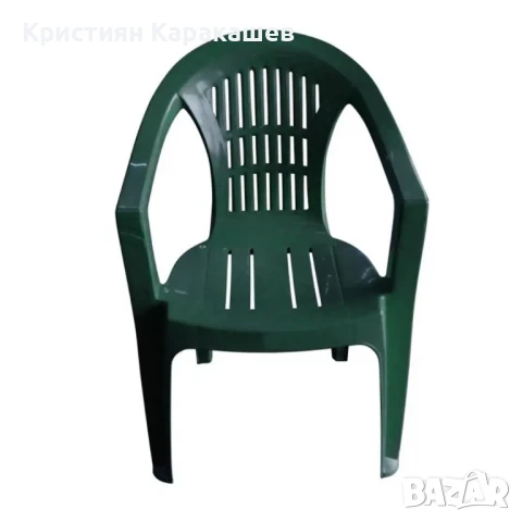 Градински пластмасов стол - Зелен, снимка 3 - Градински мебели, декорация  - 50472632