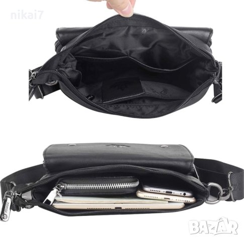 мъжка чанта от естествена кожа телешки бокс цип+тик так закопчаване, снимка 8 - Чанти - 42080904