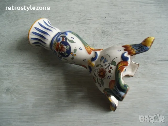 № 8048 стар френски порцеланов свещник  - Vieux Rouen France - fait main  - надпис / маркировка  , снимка 2 - Други ценни предмети - 50290937