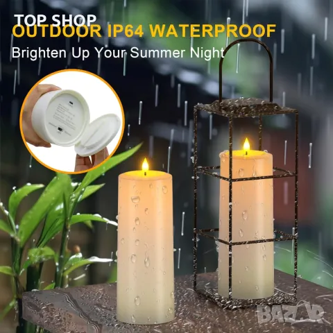 PChero соларни акумулаторни свещи с дистанционно управление, 2 бр. LED - 25,4 см, снимка 8 - Декорация за дома - 49419850