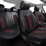Кожена автомобилна тапицерия, комплект 5 части - Черно и червено, снимка 2