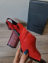 Дамски сандали GiAnni на ток от естествен велур в червен цвят, снимка 6