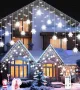 Външни коледни лампички Icicle със снежинки,10.7 м,240LED,дистанционно, снимка 1