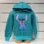 Нов детски суичър с дигитален печат Стич (Stitch) в цвят зелен меланж, снимка 8