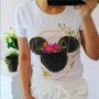 Дамска тениска с щампа на Мики маус с камъни- xs s L, снимка 4