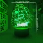 Холограмна 3D LED лампа Ветроходен кораб,RGB Седемцветен Интелигентен Контрол,USB, снимка 6