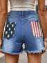 Дамски дънкови къси панталони с щампа на американското знаме, 5модела - 023, снимка 10