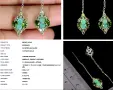 925 Сребърни обеци с африкански изумруд, снимка 4
