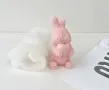 3D Заек зайче от рози и сърце силиконов молд форма фондан шоколад гипс смола свещ декор, снимка 6