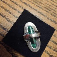 Сребърен пръстен с малахит (105), снимка 4 - Пръстени - 39867663
