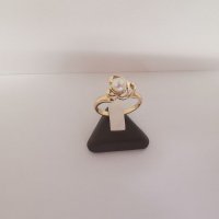 Златен пръстен с бяла перла , снимка 2 - Пръстени - 34678377