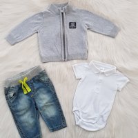 Боди риза H&M дънки и жилетка за бебе 1-2 месеца, снимка 11 - Комплекти за бебе - 42480666
