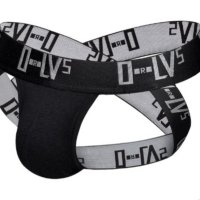 Jockstrap - S,M-Мъжко бельо в черно със сребристи надписи , снимка 2 - Бельо - 42603659