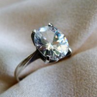 Немски сребърен пръстен с природен циркон/не цирконий/ за втора фаланга, снимка 1 - Пръстени - 42282012