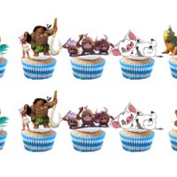 24 бр Смелата Ваяна Моана Moana къси остри картонени топери за торта мъфини кексчета парти рожден, снимка 1 - Други - 41500809