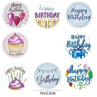 100 бр Happy Birthday микс малки самозалепващи лепенки стикери за ръчна изработка за подарък рожден, снимка 4 - Други - 41865761