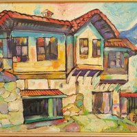 Цвятко Цветков Стория двор Възрожденска къща с маслени бои, снимка 2 - Картини - 41645000