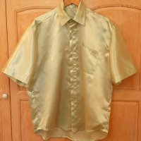 Официална риза от сатен, размер L, ръкав къс - 3/4, снимка 1 - Ризи - 34417170