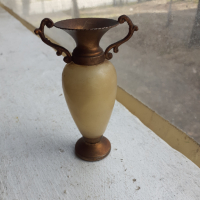 Стара малка ваза амфора оникс бронз, снимка 1 - Антикварни и старинни предмети - 36116538