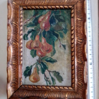 Стара картина-"Круши" масло на платно, снимка 3 - Антикварни и старинни предмети - 36447520
