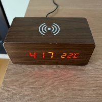 Дървен LED часовник / будилник, снимка 2 - Други - 40389121