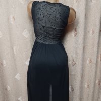 Atmosphere S Черна дълга рокля от дантелена и ефирен тюл, снимка 5 - Рокли - 40127447