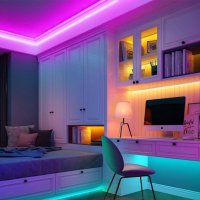 RGB Smart LED лента 5 м / 10 м – динамични цветови режими, 12V 5050, снимка 6 - Лед осветление - 41569835