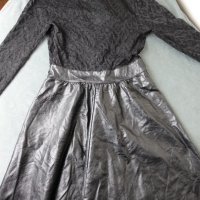 S/M черна къса рокля с дантела и кожа, снимка 6 - Рокли - 40272006