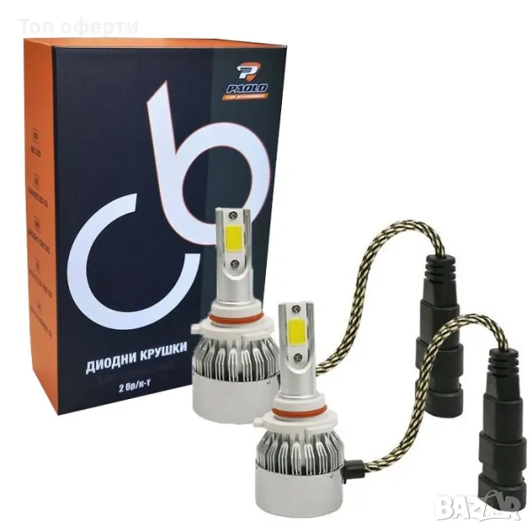 Диодни крушки C6 9006 - 36W 2брк-т  Над 150% по-ярка светлина с вентилатор за по-добро охлаждане, снимка 1