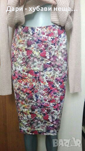 Свежа еластична пола на цветя🍀❤S,M❤🍀арт.4110, снимка 1