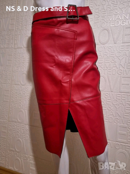 Дълга червена кожена пола , снимка 1