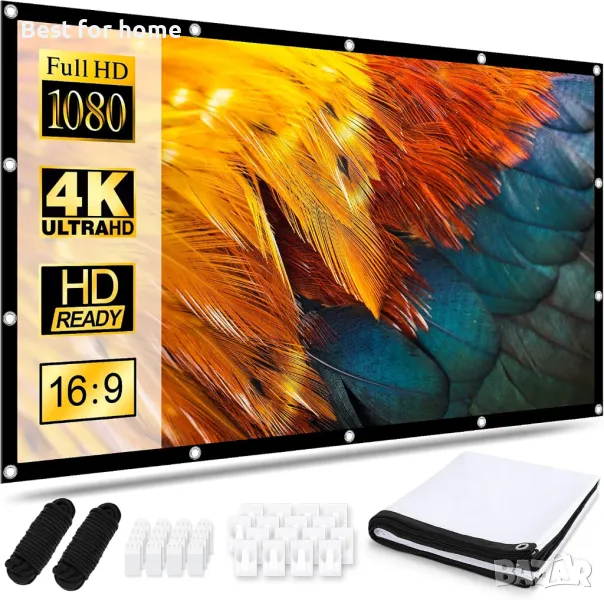 Висококачествен екран за проектори 120 инча, 16:9 от OZOERI, снимка 1