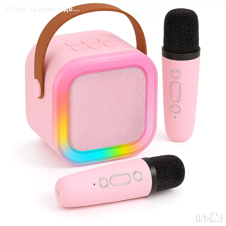 ✨Детска караоке колонка с два микрофона, LED светлини и Bluetooth - 3 цвята, снимка 1