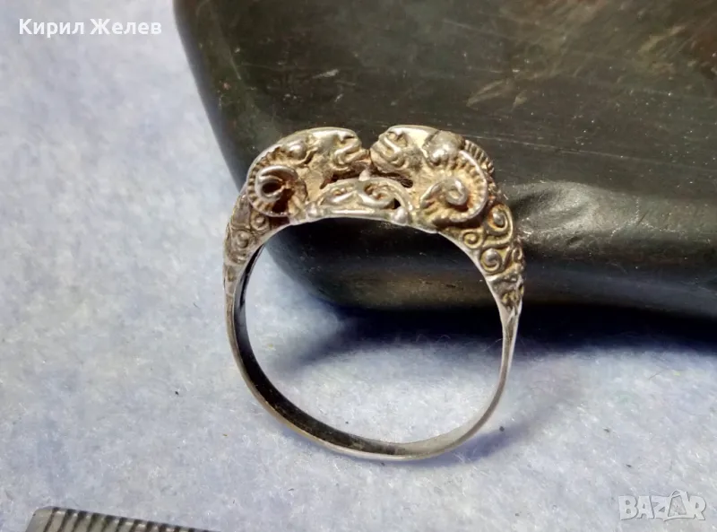ФИГУРАЛЕН СРЕБЪРЕН ПРЪСТЕН ОВНИ СРЕБРО ВИСОКА ПРОБА РЪЧНА ХУДОЖЕСТВЕНА МАЙСТОРСКА ИЗРАБОТКА 47938, снимка 1