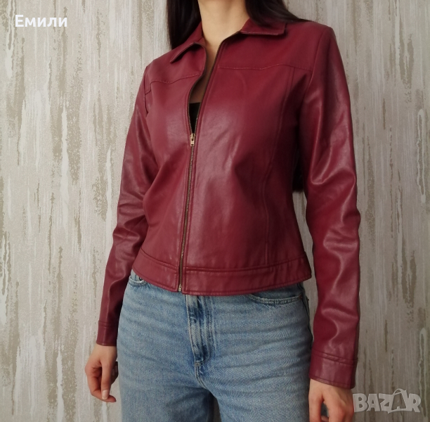 Zara дамско яке от изкуствена кожа в червен цвят р-р S, снимка 1
