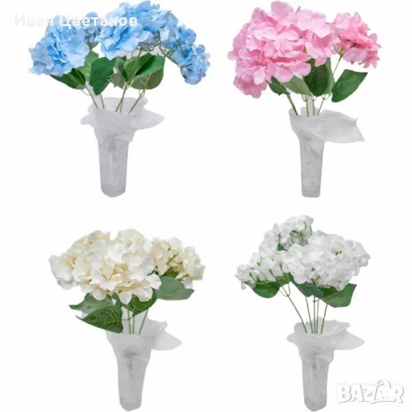 Луксозни букети от изкуствени хортензии – елегантна украса без грижи, снимка 1
