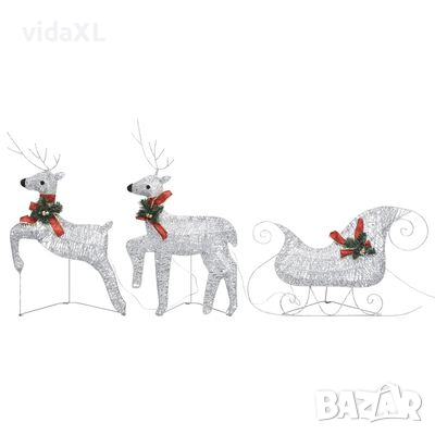 vidaXL Коледна украса елен и шейна, 60 LED, за открито, сребристо(SKU:289978, снимка 1
