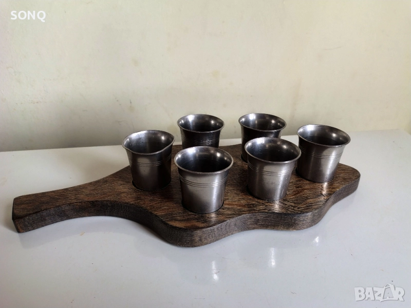 Комплект Стари Немски Калаени Чашки За Шот, снимка 1