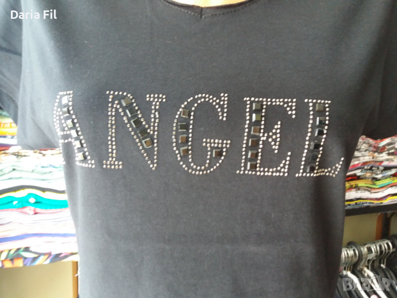 Суперефектна черна блуза с камъчета и изрязан гръб във форма на ангелски крила, снимка 1