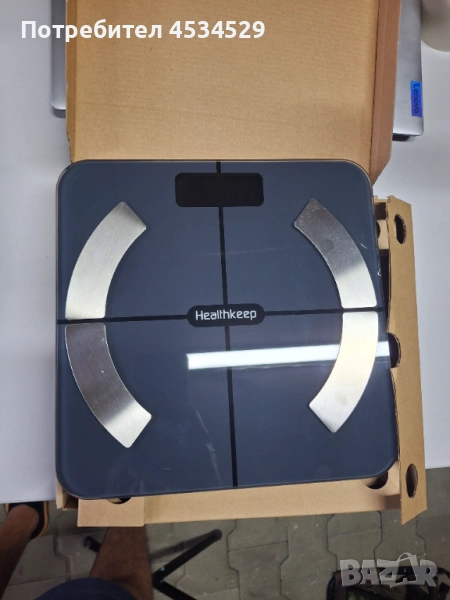 Везна HEALTHKEEP, умна, 26x26 см, bluetooth връзка/приложение за телефон, 13 телесни индекса,, снимка 1