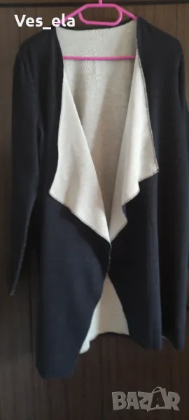 тъмносиня отворена тънка памучна жилетка , снимка 1