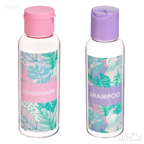 Комплект шишенца за пътуване с тропически листа 100 мл – 2 броя_1246818, снимка 1