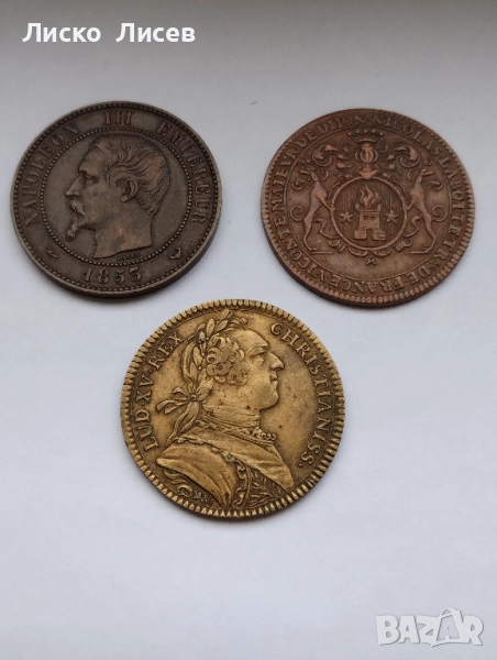 3 Френски жетона (1713-1853), снимка 1