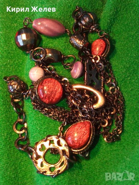 ЕЛЕГАНТНА МОДНА ОГЪРЛИЦА с ПОЛИРАНИ ПОЛУСКЪПОЦЕННИ КАМЪНИ 26562, снимка 1