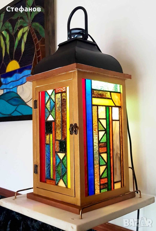 Градински фенер, техника "Тифани", снимка 1