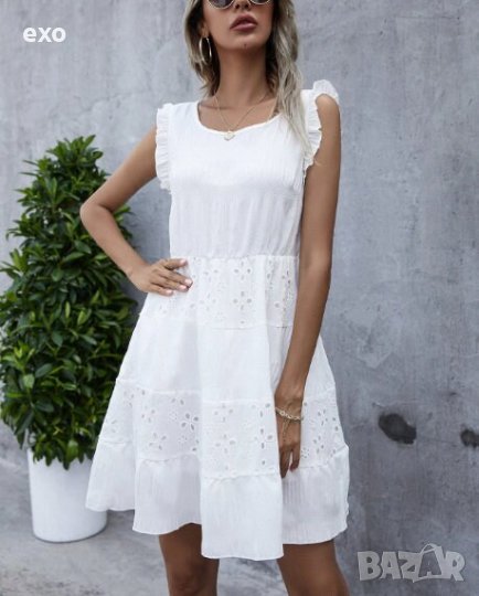Бяла рокля, Бяла рокля дантела, Бяла рокля памук, снимка 1