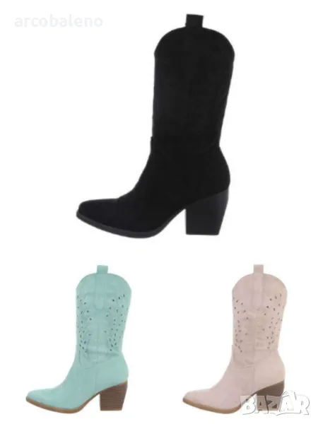 Дамски уестърн и байкърски ботуши, 3цвята, снимка 1