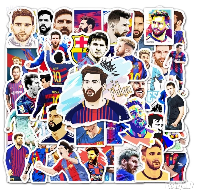50 бр  Lionel Messi Лионел Меси Футболист футбол футболни самозалепващи лепенки стикери украса ден, снимка 1