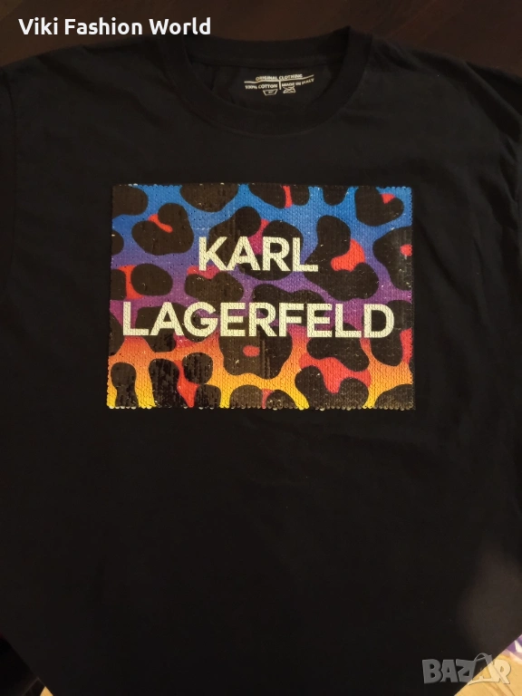 KARL Lagerfeld Дамска Тениска с Пайети Овърсайз, снимка 1